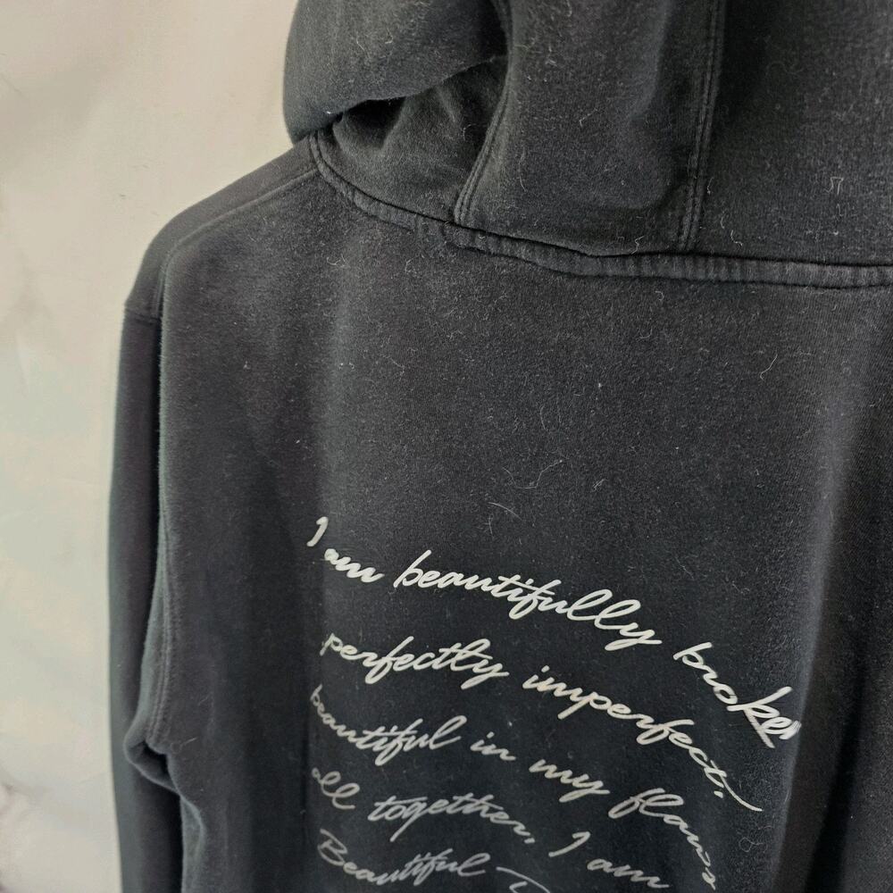 Beautiful Disaster Hoodie Women Large Black Pullover Sweatshirt Broken Imperfect - Picture 8 of 10